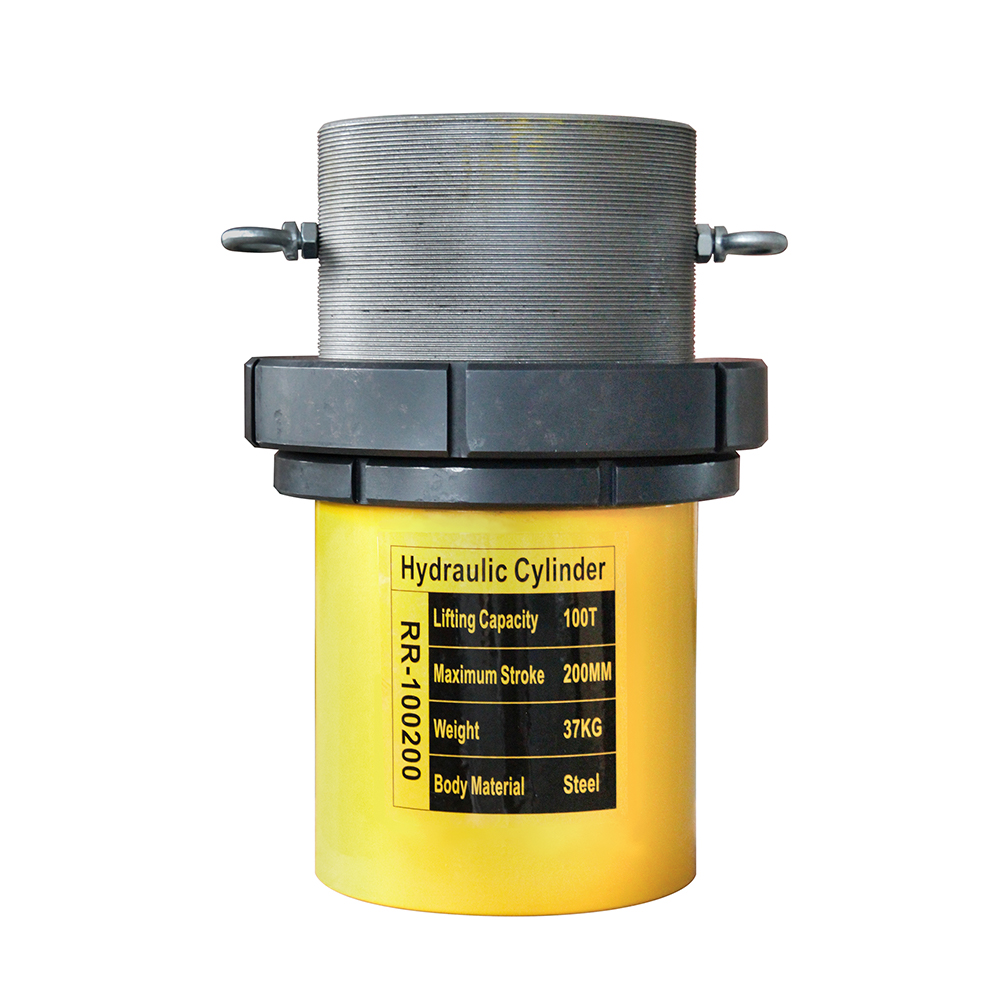 50T–100T 200mm Stroke Double Acting Hydraulic Cylinder Jack Lock Nut Heavy Duty Lifting Ram