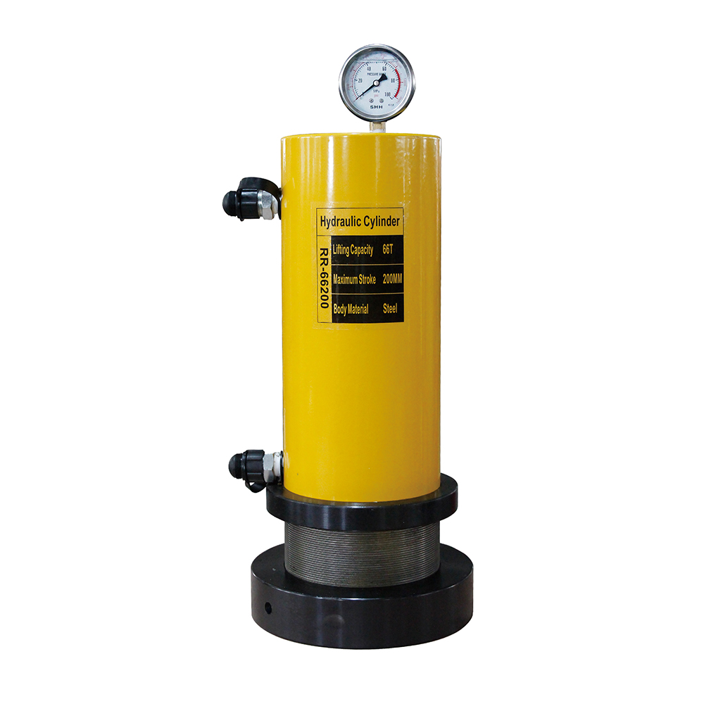 50T–100T 200mm Stroke Double Acting Hydraulic Cylinder Jack Lock Nut Heavy Duty Lifting Ram