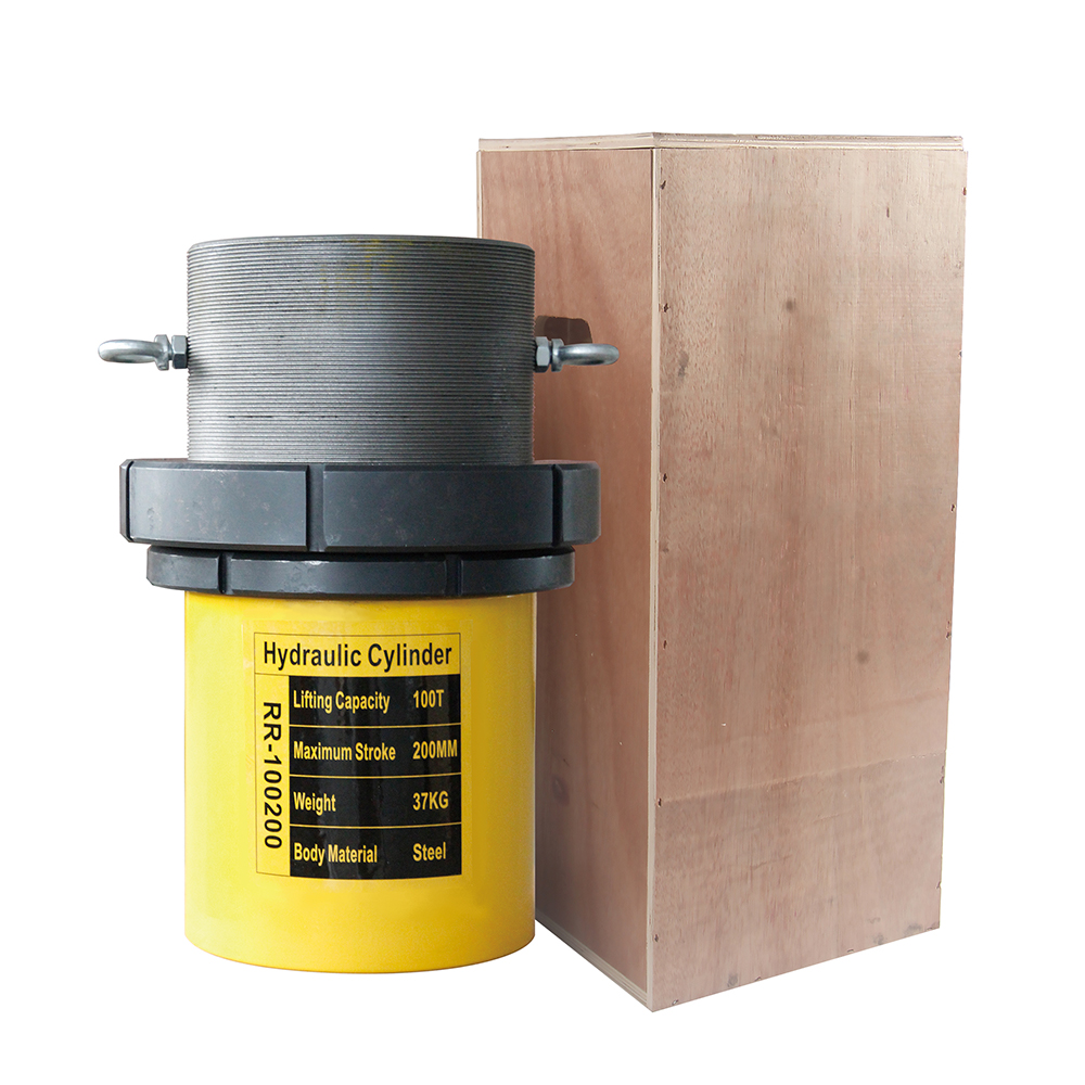 50T–100T 200mm Stroke Double Acting Hydraulic Cylinder Jack Lock Nut Heavy Duty Lifting Ram