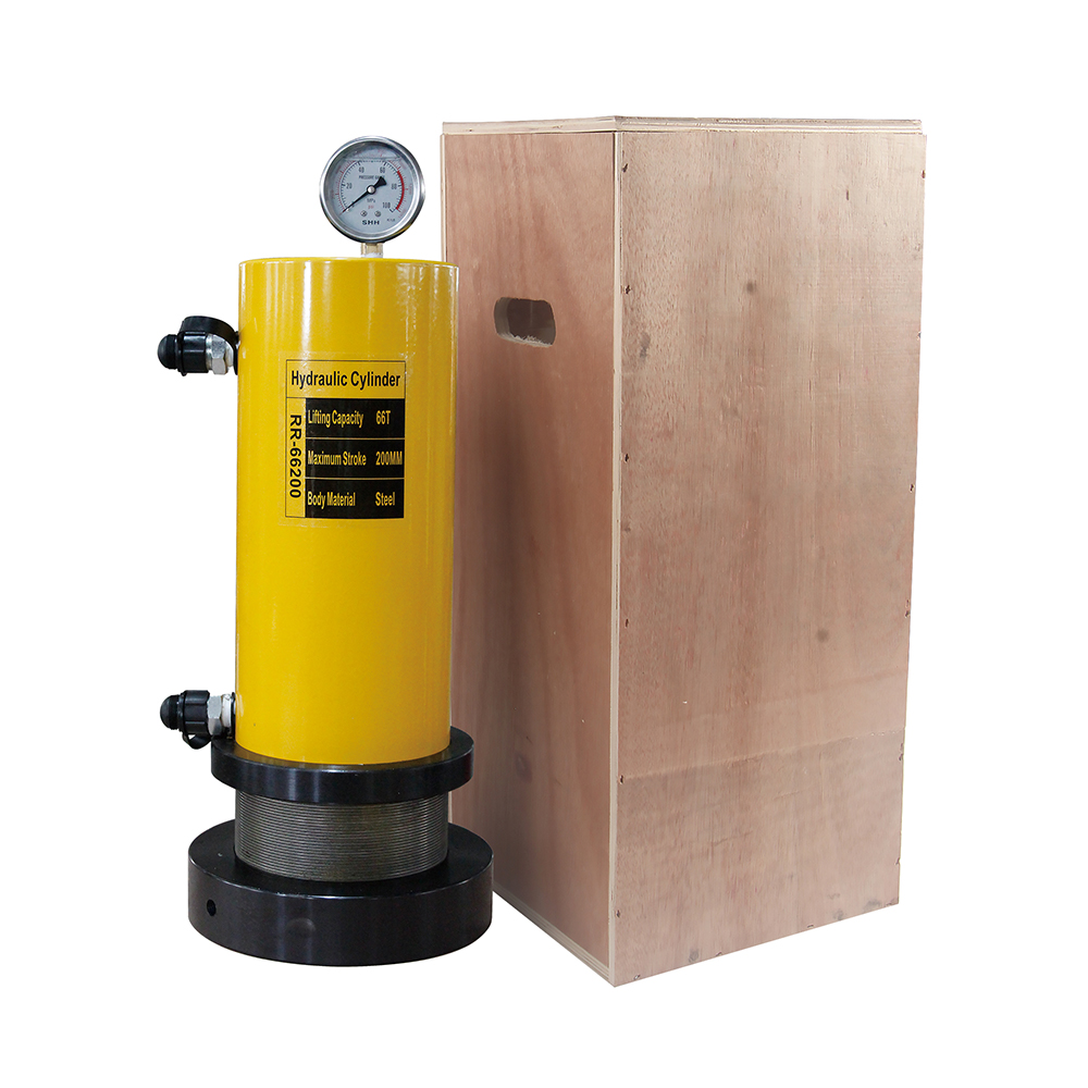 50T–100T 200mm Stroke Double Acting Hydraulic Cylinder Jack Lock Nut Heavy Duty Lifting Ram