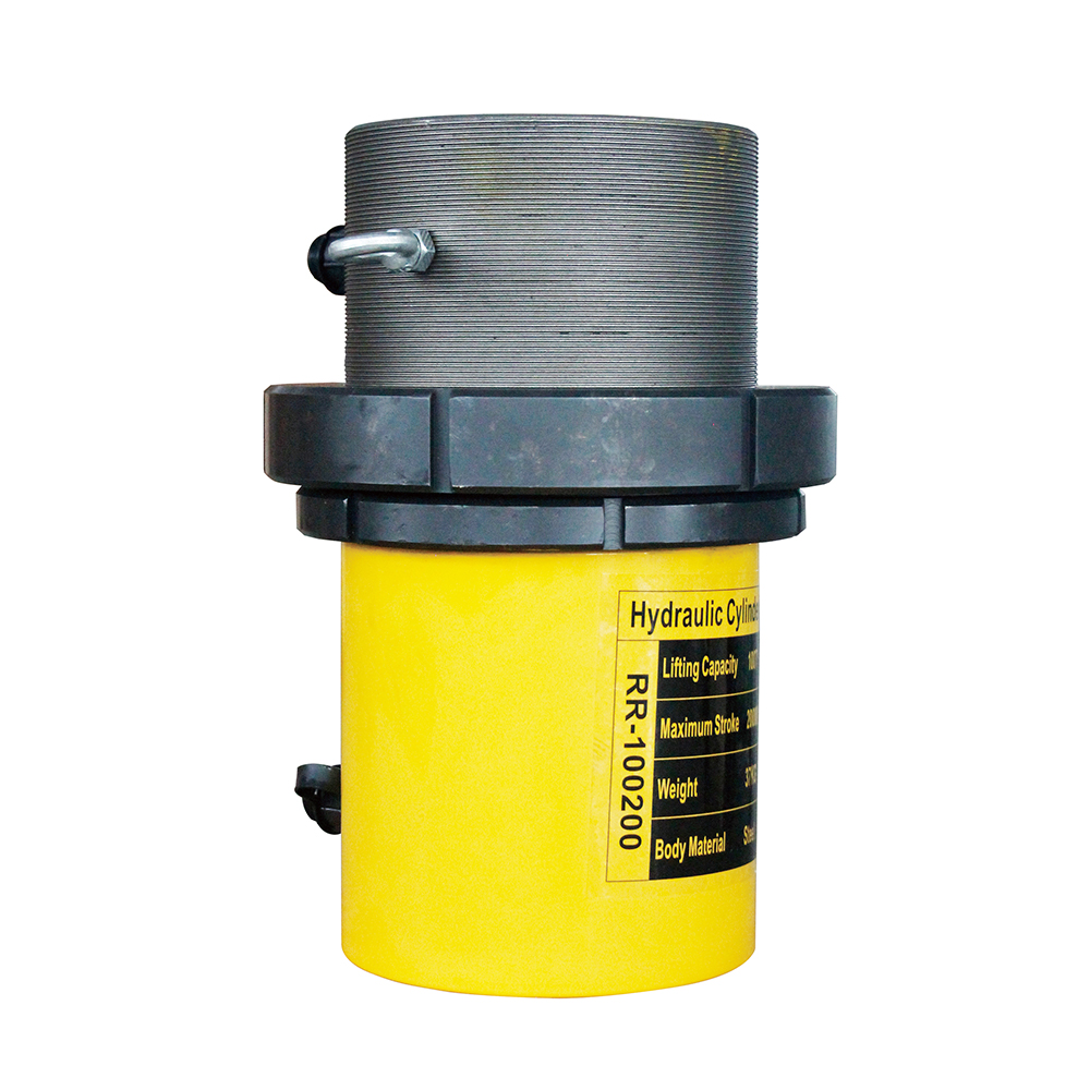 50T–100T 200mm Stroke Double Acting Hydraulic Cylinder Jack Lock Nut Heavy Duty Lifting Ram